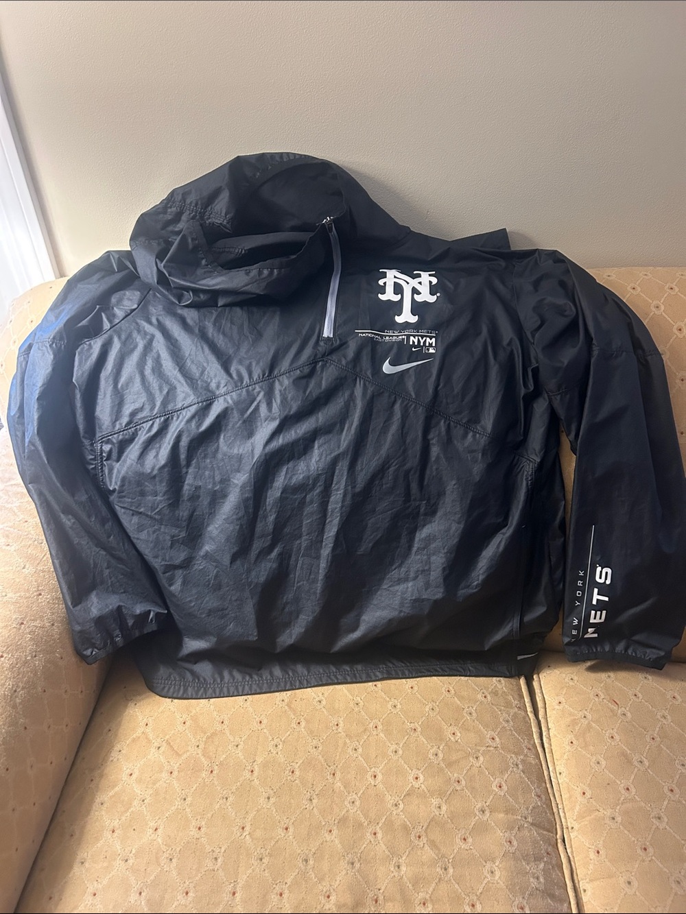 Nike Black NY Mets Logo Packable Windbreaker Pullover